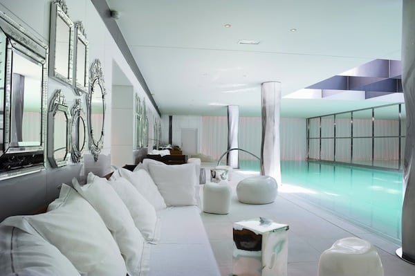 The indoor pool at Le Royal Monceau's spa by Clarins.