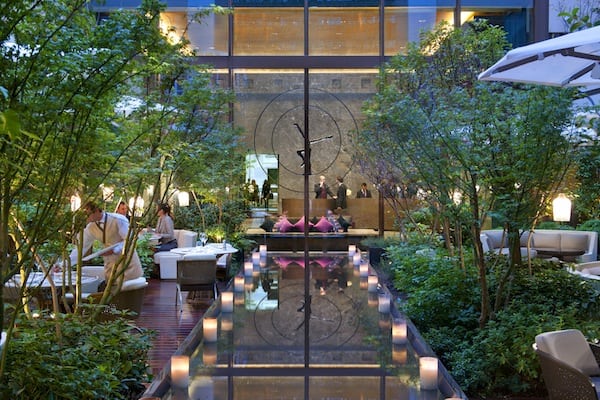 The lobby garden at the Mandarin Oriental, Paris.