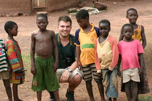 Adam with Ghanian locals