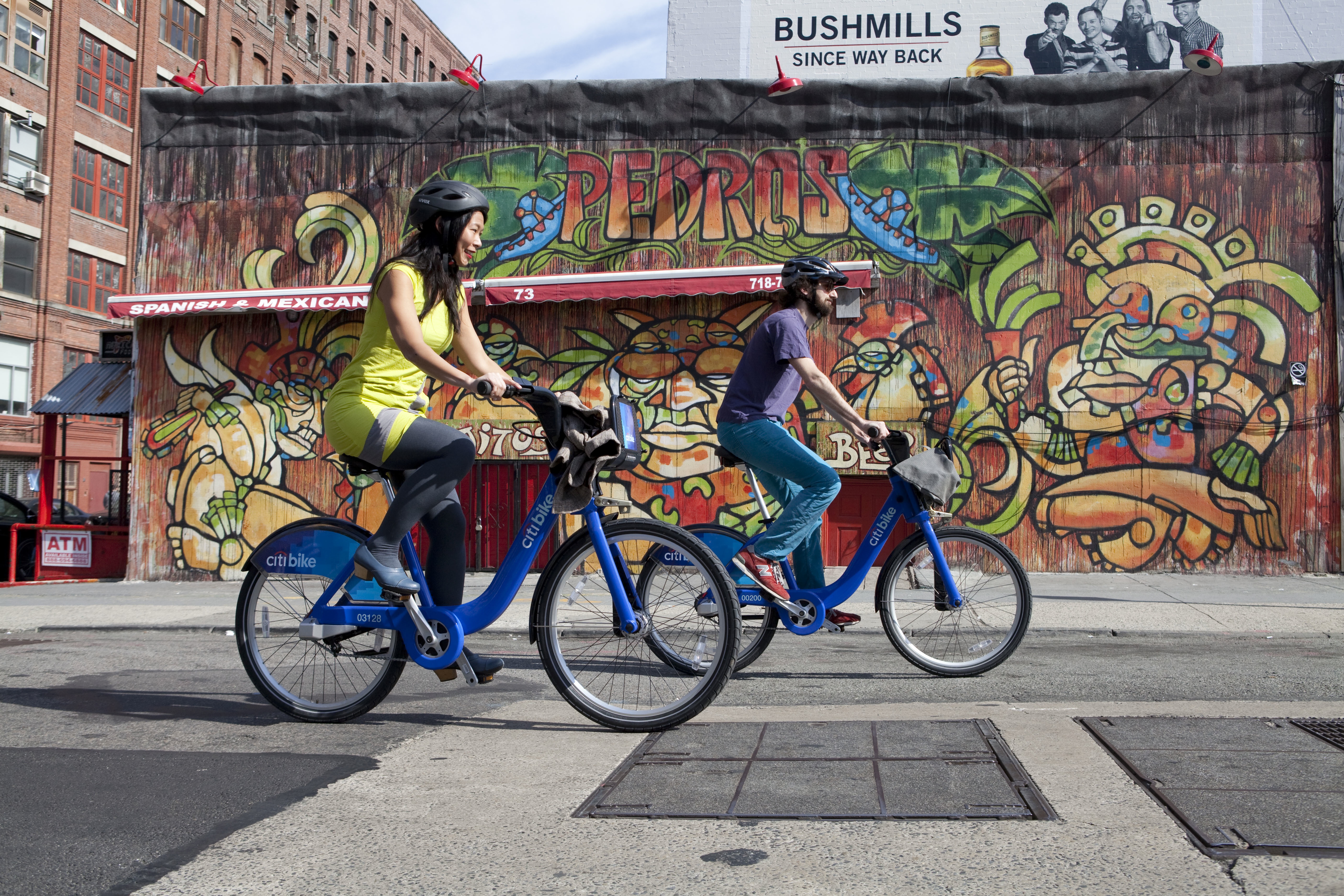 Citi Bike cruising through DUMBO, Brooklyn. Photo Credit: Lars Klove/NYC Bike Share.