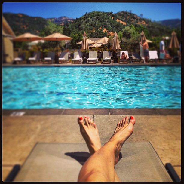 Lounging poolside at Solage Calistoga.