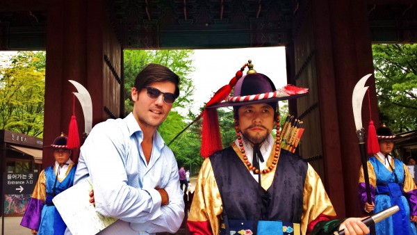 Guards, standing in front of the Deoksugung Palace.