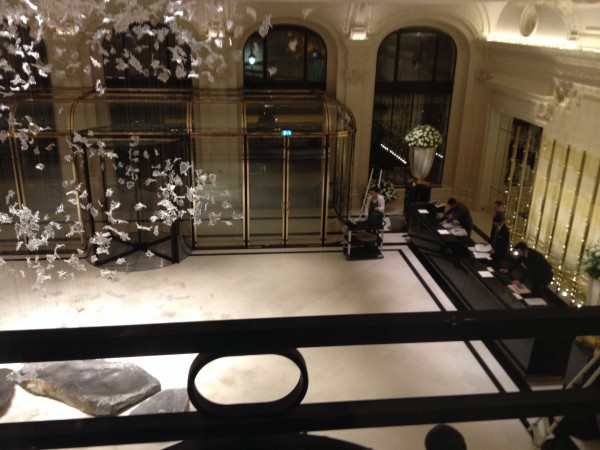 From the mezzanine, looking down into the lobby
