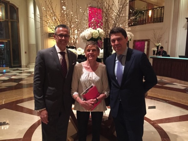 Mary with hotel GM Ben Trodd, left, and colleague Thomas Krooswijk Jr